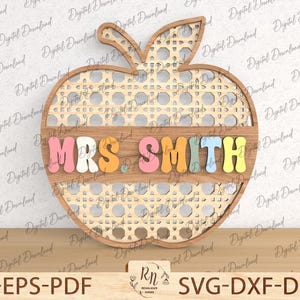 Custom Name Teacher Svg,Apple Teacher Name Sign,Wooden Teacher Door Sign,Back To School Svg,  Teacher Gifts Svg Bundle,Teacher Name svg file
