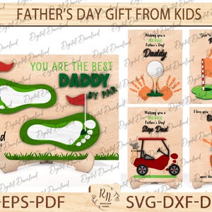 Personalized Footprint Sign Svg, Father&#39;s Day Gifts, Father&#39;s Day Wooden Sign, Best Dad Ever, Personalized Engraved Wood Sign