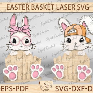 Osterhase Lustiges Design für Laser Cut, Oster Decor Home svg, Osterkaninchen Halter svg, Glowforge Laser-Datei