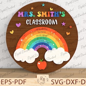 Personalized 3D Teacher Door Hanger, Teacher Rainbow Classroom Decor ,Teacher Appreciation Gifts, Classroom Door Hanger, Classroom Decor