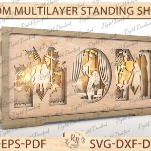 Mãe e filho multicamadas em pé, presente de feliz dia das mães para mãe e mãe, mãe e filho multicamadas em pé, mãe e filha Svg