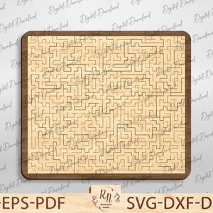 Gra logiczna z drewna ciętego laserowo, plik cyfrowy, elementy układanki w formacie SVG, układanki wycinane laserowo, szablony układanek, trudne drewniane układanki w formacie SVG