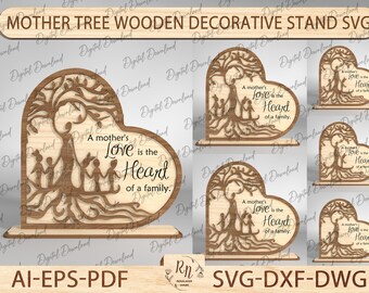 Mother‘s Day Tree Wooden Decorative Stand SVG, Mother Tree Bundle Svg Laser Cut, Wooden Decorative stand, Laser Cut File For Glowforge