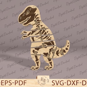 Grappige cartoon dinosaurusfossiel flexibel scharnierend speelgoed lasergesneden, speelgoed speelkamerdecor verzamelobject, beweegbare houten figuur, glowforge lasergesneden