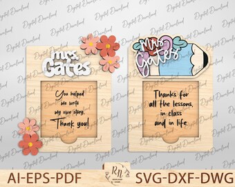 Note Pad Holders Back to School,Personalized Teacher Sticky Note Holder SVG,  Sticky Note Holder, Teacher Appreciation Gift Laser Cut File