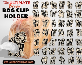 Cute Dogs funny butt pose Bread Bag Clip Holder , Dogs breeds, Cute Butt Animal Bread Clips Svg , Laser Cut File, Funny Food Bag Tags