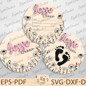 Baby Name Announcement,Baby Gift,Personalized Birth Announcement Sign Laser Cut File, Baby Name Sign for Hospital, Hospital Keepsake Newborn