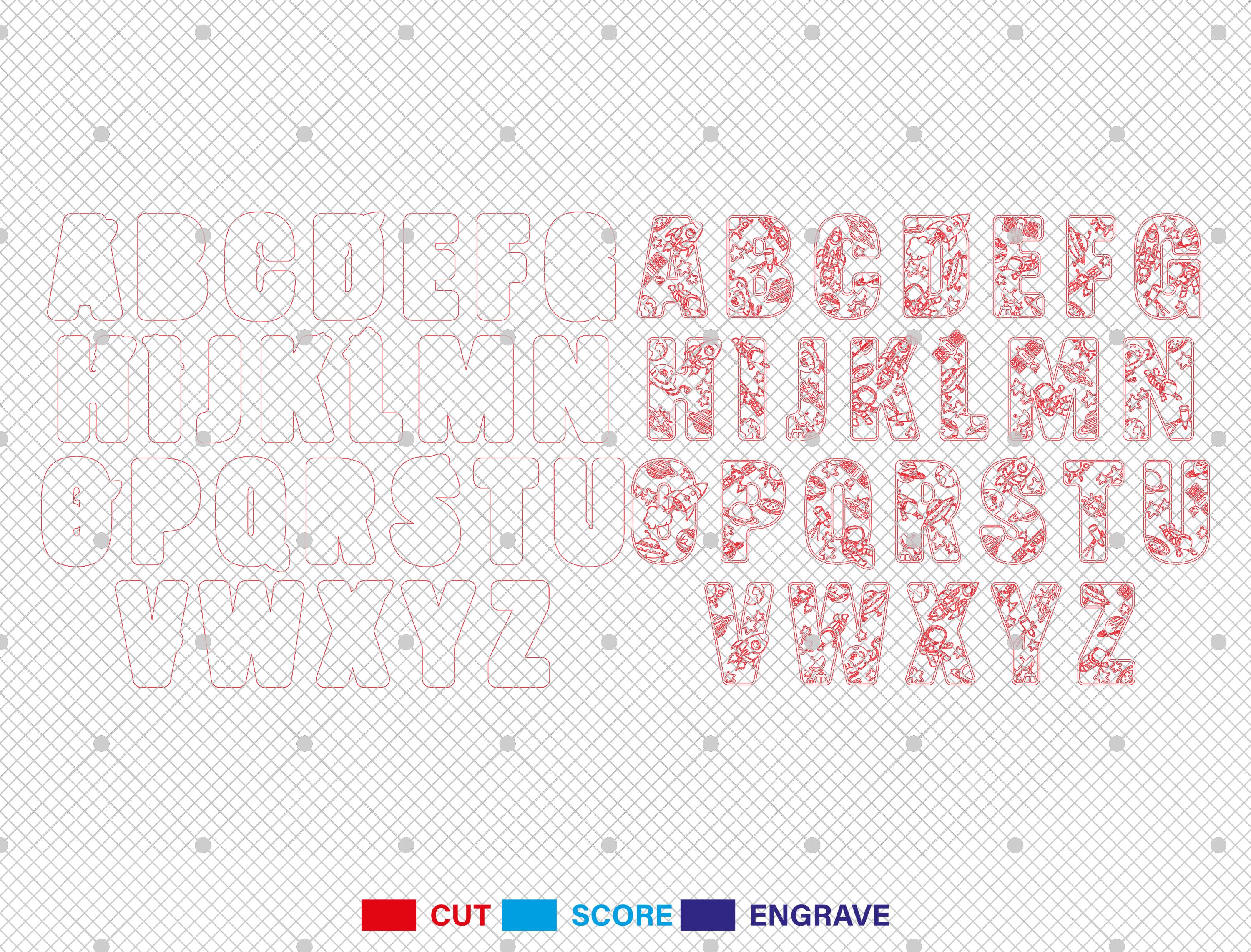 Space Alphabet Laser Cut File SVG , Space Letters, 26 A-Z Alphabet ...