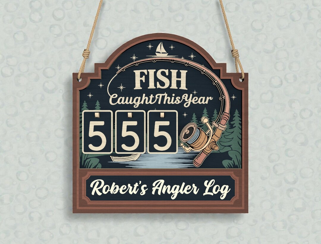 Personalized Wooden Fishing Catch Tracker Sign, Fish Caught This Year ...