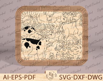 Bauernhof Tiere Puzzle, Laser geschnitten Holzpuzzle-Spiel Digitale Datei, Kinder Tier Puzzle svg Laserschnittdatei Glowforge, 3D Laserschnitt
