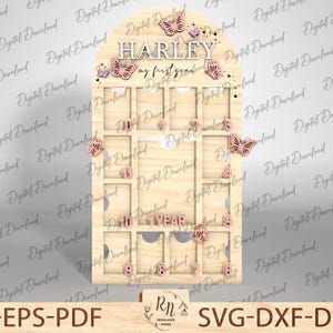 Cornice personalizzata per il primo anno di vita del bambino, collage di foto per bambini, cornice per le tappe mensili in formato SVG, decorazioni per il primo compleanno, regalo per neonati, baby shower
