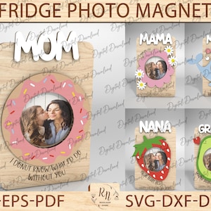 Koelkastfotomagneet SVG-bundel, Moederdagcadeau svg, portemonnee formaat fotolijstje svg, Glowforge svg, fotolijstje svg laserbestand