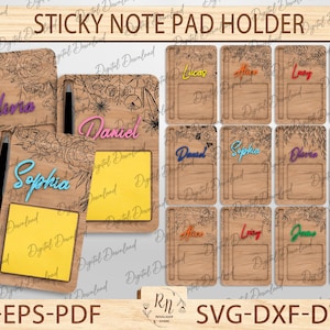 Notizhalter SVG, personalisierte Sticky Notes Halter, Sticky Note Halter, Stifthalter mit benutzerdefiniertem Namen & Pen, Geschenke für Mama, Lehrer Geschenk für Schreibtisch