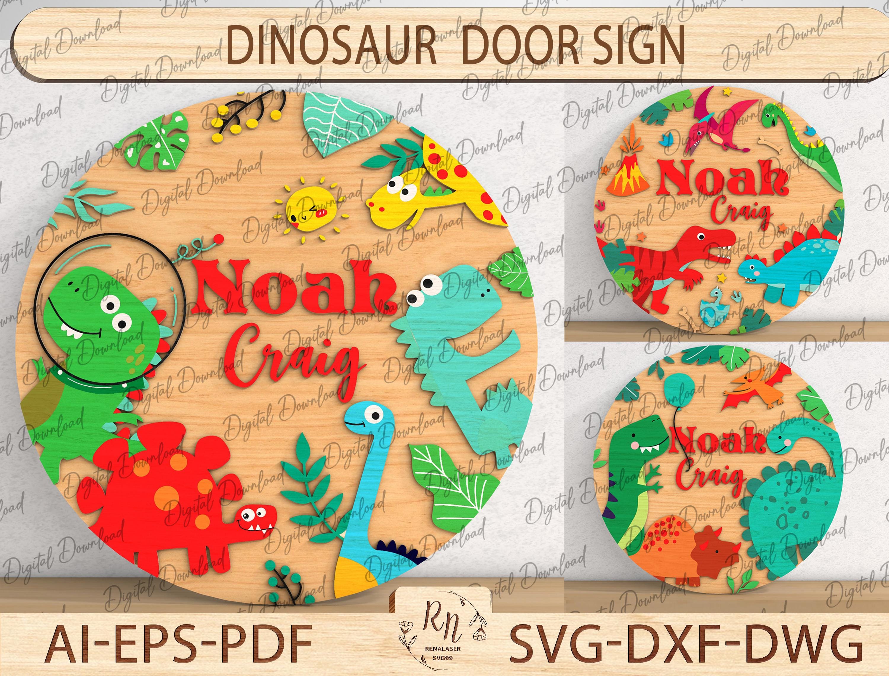 Targa in Legno con Dinosauro,Cartello Decorativo con Frasi