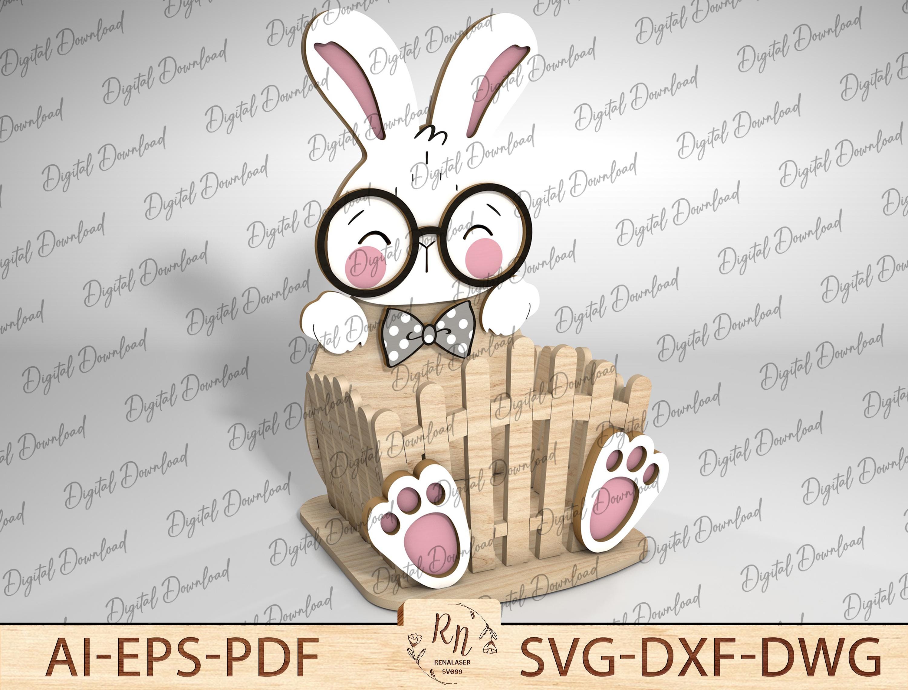 Easter Bunny Wooden Crate Laser Cut File, Easter Basket Svg Laser File ...