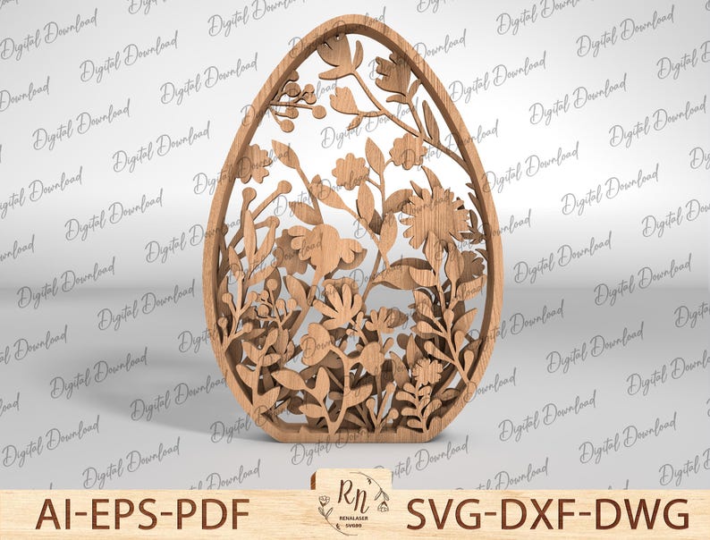 Easter Laser Cut Files Egg SVG Layered Bundle, Floral Eggs Multilayer ...