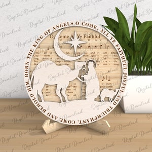 Christmas Nativity Sheet Music Stand Decor Laser Cut Svg, Nativity Scene Laser Cut, Nativity Sign Svg, Religious Gift Svg, Music Faith Svg