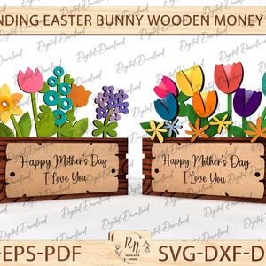 Blumenkasten Laser geschnitten SVG-Bundle, Blumenstrauß Box SVG-Design, tolle Geschenkidee für Mama, Schneiden von Modell-Plänen