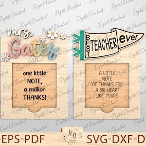 Porta post-it personalizzato per insegnanti in formato SVG, porta post-it, regalo di ringraziamento per gli insegnanti, file tagliato al laser, porta blocco note per il ritorno a scuola