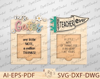 Personalized Teacher Sticky Note Holder SVG,  Sticky Note Holder, Teacher Appreciation Gift Laser Cut File,Note Pad Holders Back to school