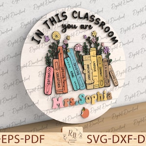 Personalized 3D Teacher Sign, Custom Teacher Name Welcome Sign, Teacher Appreciation Gift, Classroom Decorations, Glowforge