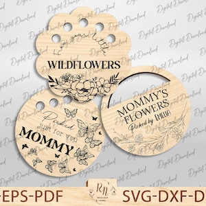 Bloemen voor mama lasergesneden bestanden Svg, Mason Jar deksel Moederdag bloem houder, zorgvuldig geselecteerde jar topper bloemenhouder, Mason Jar deksel Svg