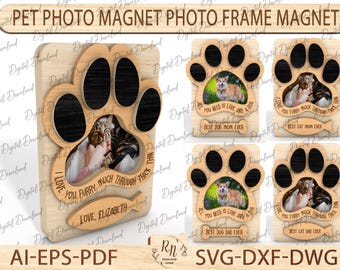 Imán para fotos de mascotas, marco de fotos con imán Svg, el mejor papá de perro, archivo para amantes de las mascotas, marco de fotos Svg, marco de fotos de madera para mascotas Svg, archivo SVG de Glowforge