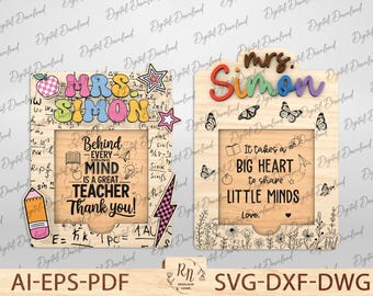 Personalized Teacher Appreciation Gift Laser Cut File,Sticky Note Holder, Teacher Sticky Note Holder SVG,  Note Pad Holders Back to school