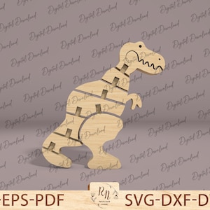 T-REX Wooden Educational Toy Puzzle Laser Cut, Dinosaur Puzzle Laser Cut File Svg,Wooden Dino SVG Puzzle, Puzzle Game,Kids Game Laser Design