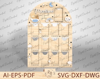 My First Year Photo Frames Cut File Svg, Personalized Baby Picture Frame Lasercut, New Baby Chart, Newborn Stats Frame, Wall Hanging Frame