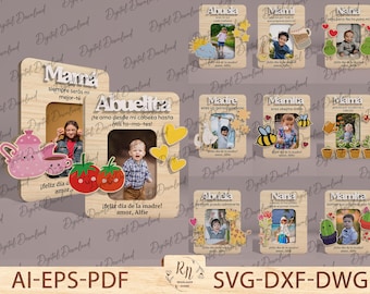 Bundle Mother's Day Picture Frame Magnet SVG ,Mothers Fridge Photo Magnet SVG , Mother's Day Gift ,Mother's Day Photo Frame Laser File