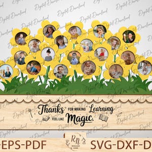 Fleur signe cadeau fête des enseignants Svg, cadeau pour professeur Svg, cadeau photo fleur étudiant, cadre photo en bois, fichier prêt à être découpé au laser