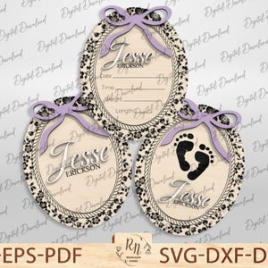 Letrero de nacimiento personalizado cortado con láser, letrero con nombre de bebé para hospital, recuerdo de hospital para recién nacidos, anuncio de nombre de bebé, regalo para bebé
