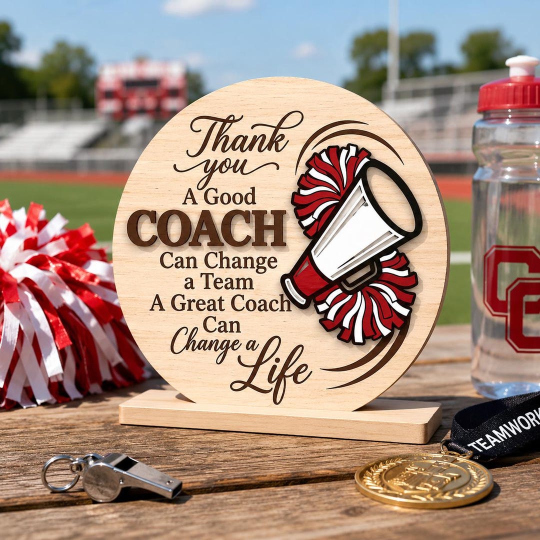 Cheer Coach Appreciation Plaque Laser Cut File, Thank You Coach Wooden ...
