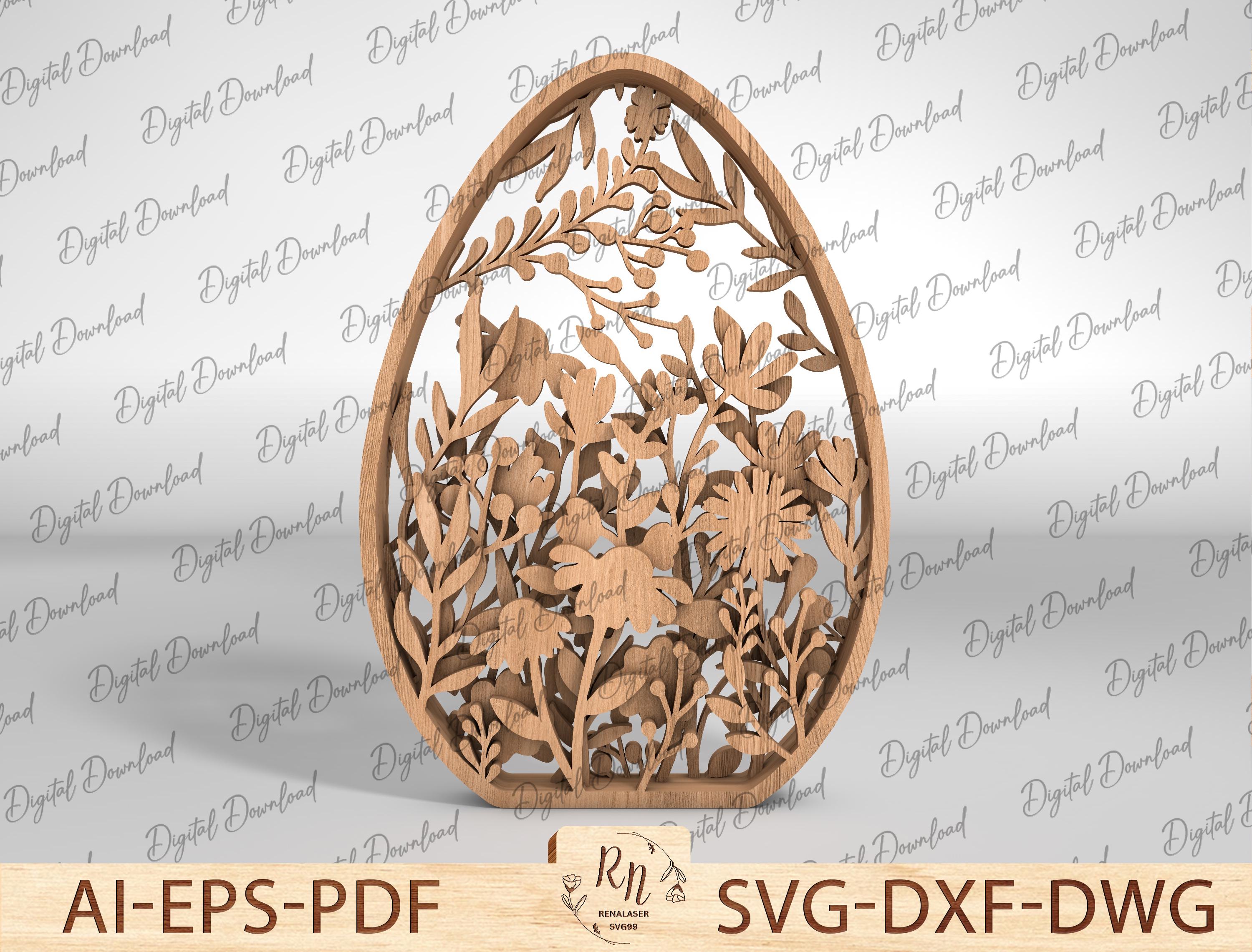 Easter Laser Cut Files Egg SVG Layered Bundle, Floral Eggs Multilayer ...