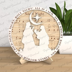 Christmas Nativity Sheet Music Stand Decor Laser Cut , Nativity Scene Laser Cut, Religious Tiered Decor Svg,Religious Gift, Music Faith Svg