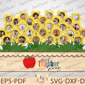 Schüler Blumen Fotogeschenk, Bilderrahmen Holzschild, Lehrer Geschenk Blume Zeichen zwart, Lehrer Geschenk, Lehrer Geschenk, Laser bereit geschnitten Datei
