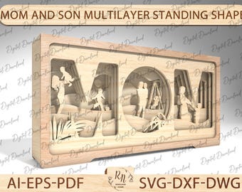 MOM Laser Cut File, Mother's Day Svg File and Laser Cut Mothers Day Glowforge Files, MUM Glowforge Svg, Shadow Box Svg plan