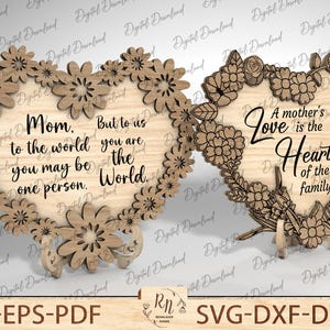 Muttertagsblumen SVG, Mama Tag Dekor, Laser geschnitten Mama Geschenk, Glowforge-Projekt, Cnc-Vorlage, Holz Dxf-Datei, Muttertagsgeschenk SVG