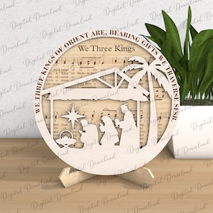 Christmas Nativity Sheet Music Stand Decor Laser Cut ,Nativity Scene Laser Cut, Religious Tiered Decor Svg,Religious Gift,Music Faith Svg
