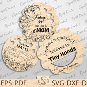 Bloemen voor mama lasergesneden bestanden Svg, Mason Jar deksel Moederdag bloem houder, zorgvuldig geselecteerde jar topper bloemenhouder, Mason Jar deksel Svg
