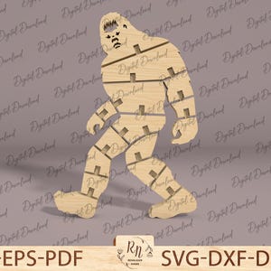 Flexibele scharnierende Bigfoot-speelgoedvijl, beweegbare houten figuur, perfect knutselcadeau voor kinderen en volwassenen, lasergesneden Glowforge