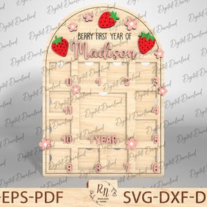 Moldura personalizada para bebê cortada a laser, Molduras para fotos do meu primeiro ano, arquivo SVG, Moldura para estatísticas de recém-nascidos, Gráfico do bebê, Moldura para pendurar na parede
