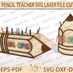 Letrero con nombre de lápiz para maestro cortado con láser, monograma de lápiz SVG, adorno para el regreso a la escuela Svg, regalos de agradecimiento para maestros, etiqueta con nombre de la escuela Svg