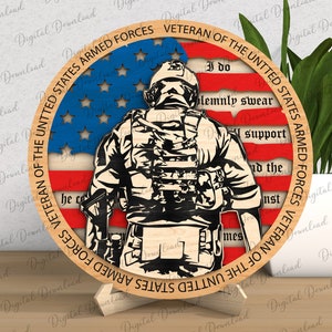 Veteran Oath of Enlistment Bordered Flag Svg, Veteran Laser Engraving Svg, Veteran Svg, American Flag Decor , Glowforge SVG Files