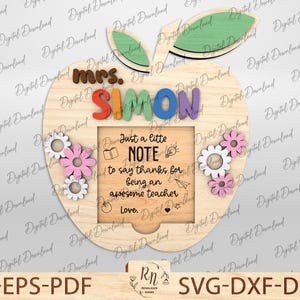 Porta post-it per insegnanti in formato SVG, regalo personalizzato per insegnanti, file tagliato al laser, porta post-it, porta blocco note per il ritorno a scuola