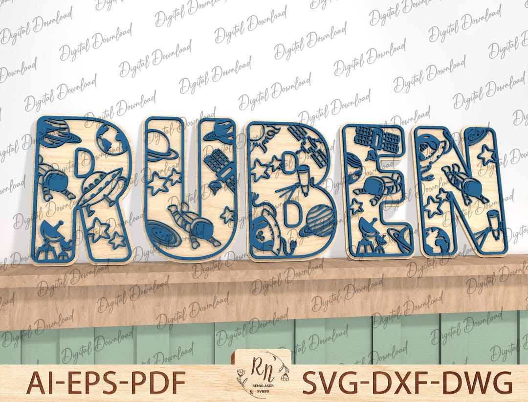 Space Alphabet Laser Cut File SVG , Space Letters, 26 A-Z Alphabet ...