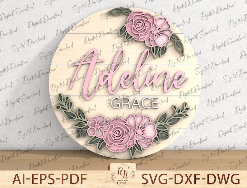 Archivo SVG de flores cortadas a láser en capas