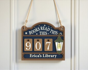 Books Read This Year SVG, Reading Log Counter Sign, Personalized Library Decor, Book Tracker Board Laser Cut File