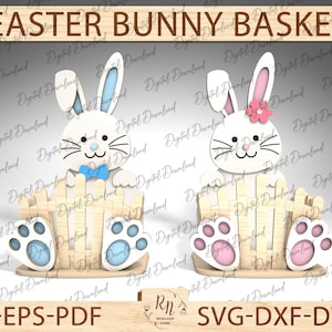Frohe Ostern Bunny Box SVG, Kaninchen Laser Cut-Dateien, Glowforge Laser Cut